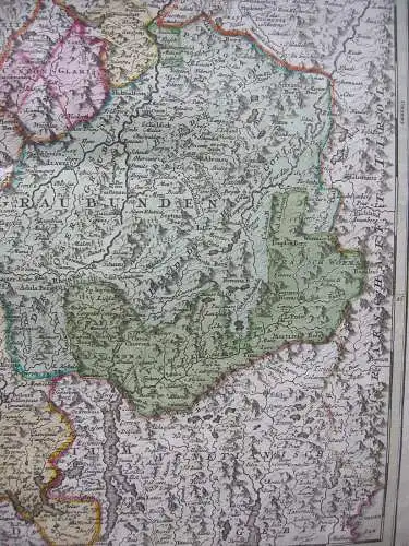 Schweiz Suisse 13 Kantone altkolor Kupferstichkarte B. Homann 1720