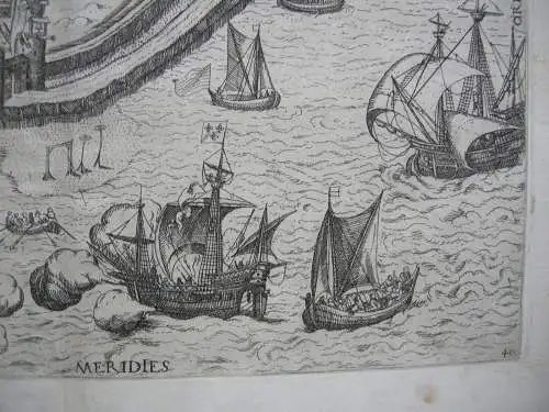 Vlissingen Vogelschauplan Bird's Eye View Kupferst Guicciardini 1582 Niederlande