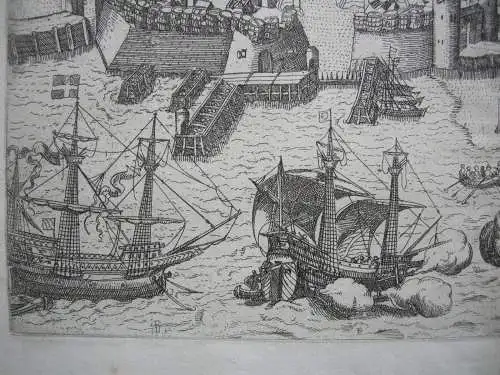 Vlissingen Vogelschauplan Bird's Eye View Kupferst Guicciardini 1582 Niederlande