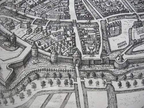 Hoorn Vogelschauplan Bird's Eye View Kupferstich Guicciardini 1582 Niederlande