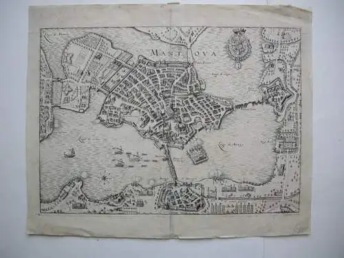 Mantua Lombardei Gesamtansicht Vogelschau Orig. Kupferstich M. Merian 1646