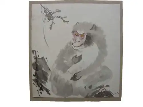 Freundlicher Schimpanse Aquarell Tusche China um 1900
