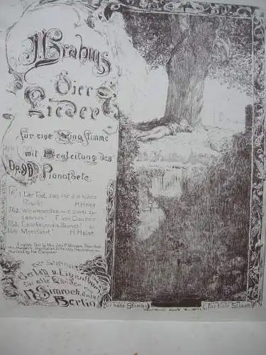 Max Klinger (1857-1920) Titelblatt Brahms Vier Lieder Lithographie 1900