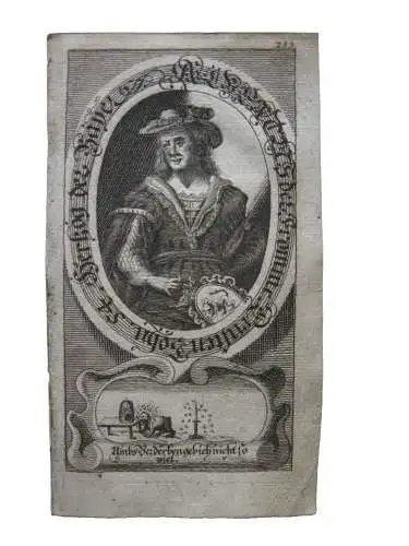 Albert Fromme (+1460) 54. Herzog von Bayern Portrait mit Emblem Kupferstich 1750