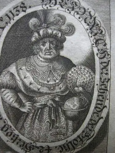 Heinrich X. (+1139) Herzog von Bayern Portrait mit Emblem Kupferstich 1750