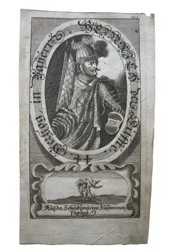 Heinrich  II. (+1177) 44. Herzog von Bayern Portrait mit Emblem Kupferstich 1750
