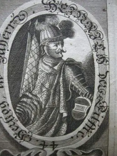 Heinrich  II. (+1177) 44. Herzog von Bayern Portrait mit Emblem Kupferstich 1750