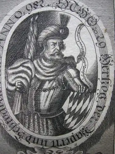 Otho I. (+982) 29. Herzog von Bayern Portrait mit Emblem Kupferstich 1750