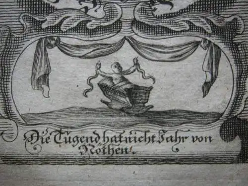Heinrich VI. (+1056) Herzog von Bayern Portrait mit Emblem Kupferstich 1750