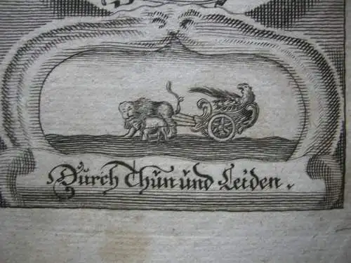 Heinrich der Löwe (+1195) Herzog von Bayern Portrait mit Emblem Kupferstich 1750