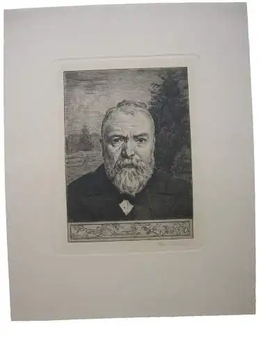 Hans Thoma (1839-1924) Selbstportrait Orig. Radierung 1898 signiert