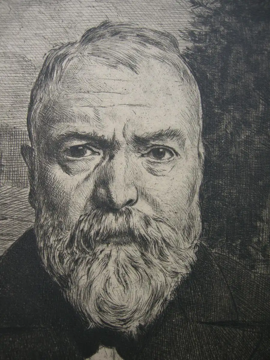 Hans Thoma (1839-1924) Selbstportrait Orig. Radierung 1898 signiert 2