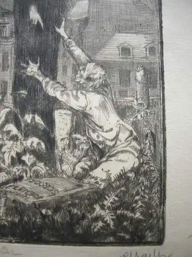 3 Orig Radierungen zu Charles Dickens Weihnachtsgeschichte  um 1900 signiert