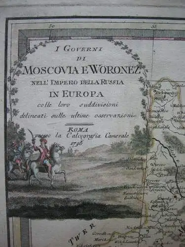 Russland Oblast Moskau Woronesch kolor Kupferstichkarte Giov. Cassini 1795