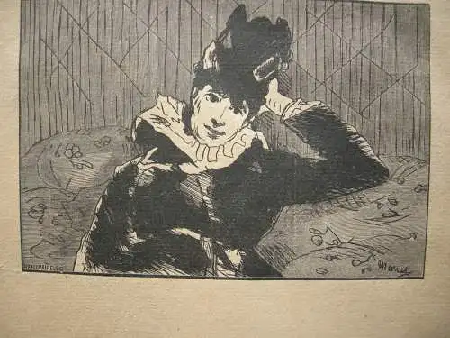 Alfred Prunaire  (1837-1912) La Parisienne  Orig. Holzschnitt nach Manet 1900