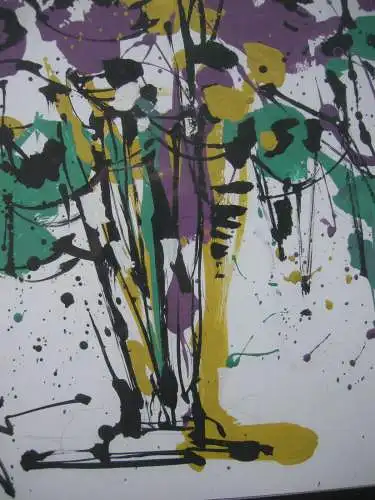 Hans Prähofer (1920-2005) Blumenstilleben Acryl Gemälde  Papier signiert 1992