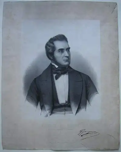 Heinr Frh von Gagern (1799-1880) Präsident Nationalversammlung Orig Lithografie