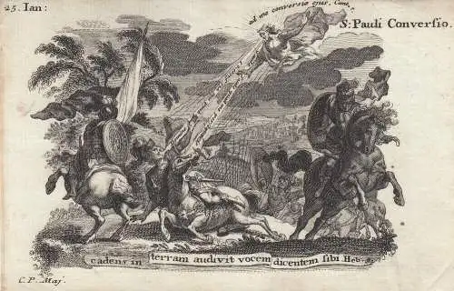 Gebrüder Klauber St. Pauli Conversio Apostel Bekehrung Paulus Kupferstich 1750