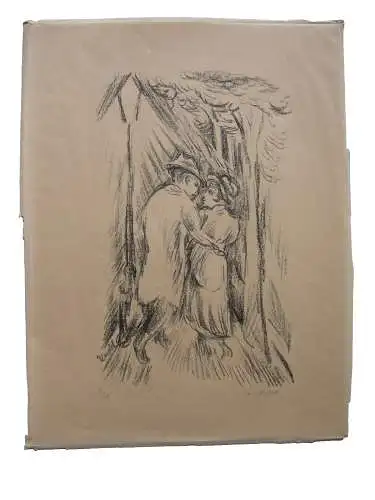 Max Unold (1885-1964) Liebespaar beim Spaziergang Lithographie signiert 1920