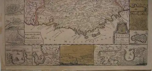Carte de Provence altkolorierte Kupferstichkarte 1729 de la Feuille Randleisten