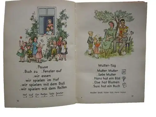 Heinz Brückl Mein erstes Buch Lesefibel Farbillustrationen 1959 Fibel
