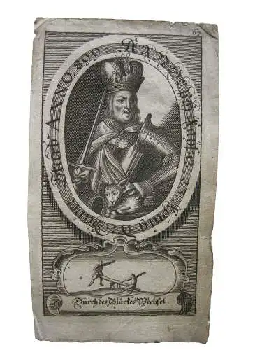 Arnolf von Kärnten (um 850-899) König Ostfranken Kaiser Emblem Kupferst 1750