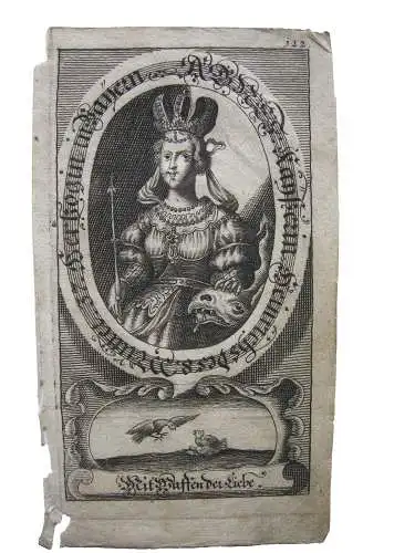 Agnes von Poitou (um 1025-1077) Herzogin Bayern  Kaiserin Emblem Kupferst 1750