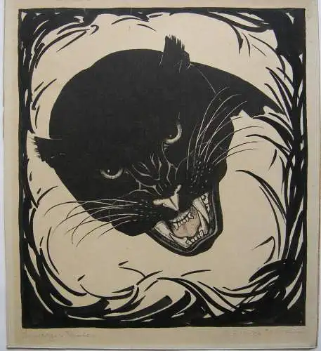 Otto Erich Voigt (1870-1949) Schwarzer Panter Lithographie signiert um 1930