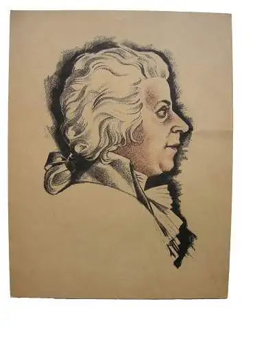 Portrait Wolfgang Amadeus Mozart Farblithographie 1950 anonymer Künstler