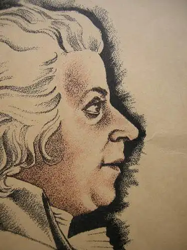 Portrait Wolfgang Amadeus Mozart Farblithographie 1950 anonymer Künstler