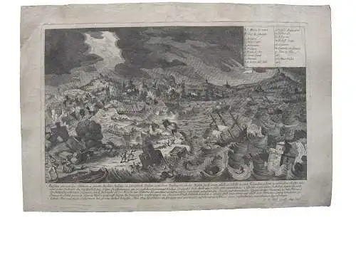 Messina Sicilia terremoto tsunami 1783 Italia Orig. Radierung 1785 J. M. Will