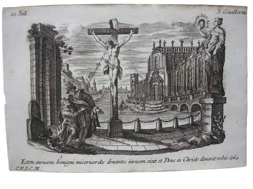 Gebrüder Klauber Heiliger Gualbertus Abt Ordensgründer Kupferstich 1750