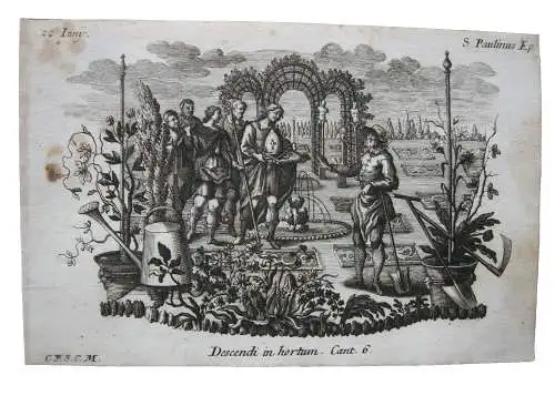 Gebrüder Klauber Heiliger Paulinus von Nola Bischof Wohltäter Kupferstich 1750