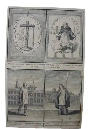 Standarte Inquisition Spanien Goa Häretiker angeklagte Nonne Radierung 1722