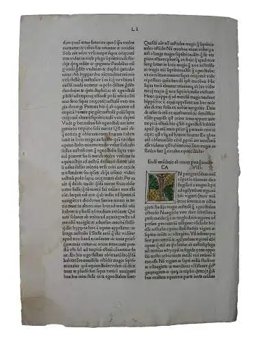 Inkunabelblatt Ptolomaeus Cosmographia  3 kolor Initiale Ulm Joh. Reger 1486