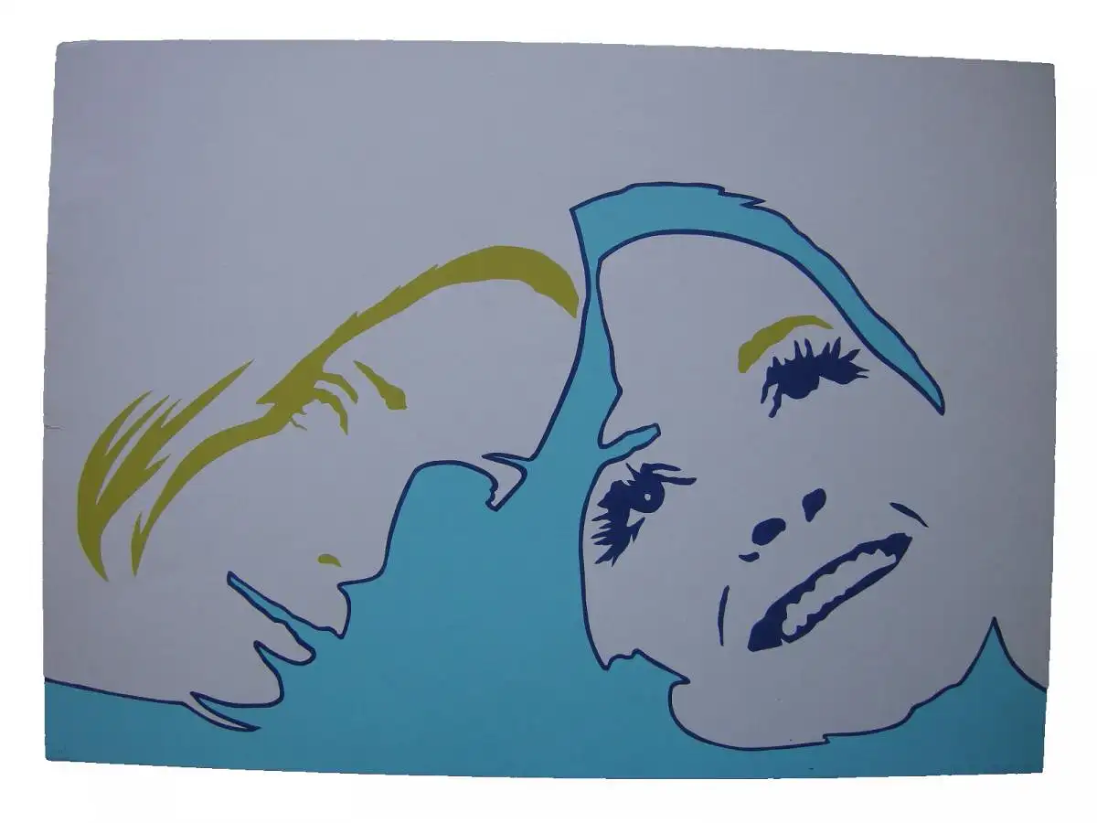 Werner Berges (1941) Zwei Schwestern Orig Serigrafie signiert 1969 POP-Art 0