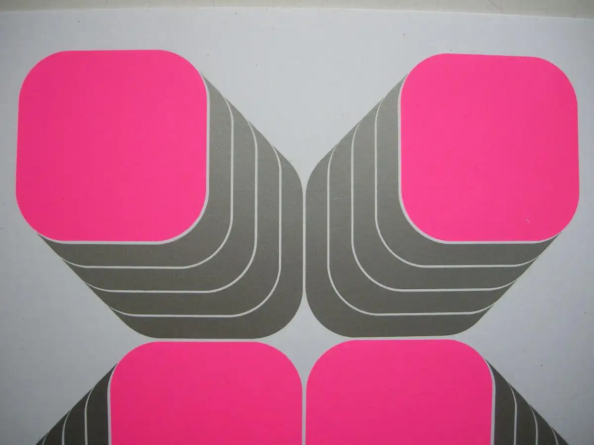Thomas Lenk (1933-2014) Schichtungen Rot Silber Orig Serigrafie 1973 sign 1