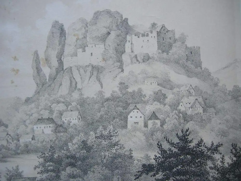 Streitberg Wiesenttal Forchheim Oberfranken Orig Lithografie Rothbarth 1840 1