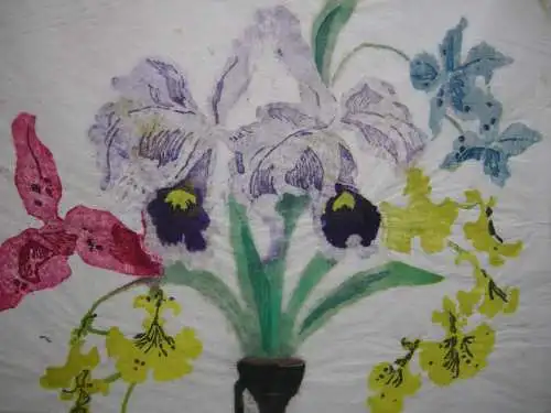 Helene Frauendorfer-Mühlthaler (1853-1933) Blumenstilleben Farbholzschnitt sig