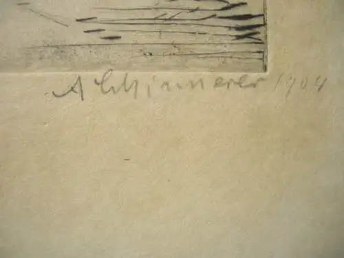 Adolf Schinnerer (1876-1949) Seenlandschaft Orig Radierung 1904 signiert