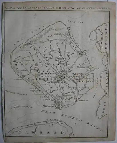 Insel Walcheren Middleburg Niederlande  Kupferstichkarte 1808 Holland