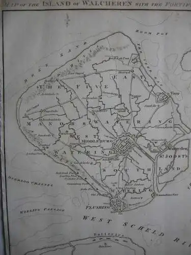 Insel Walcheren Middleburg Niederlande  Kupferstichkarte 1808 Holland
