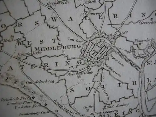 Insel Walcheren Middleburg Niederlande  Kupferstichkarte 1808 Holland