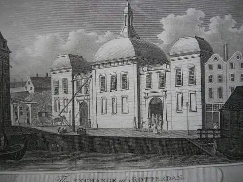 Rotterdam Börse Stock Exchange Niederlande  Kupferstich 1808 Holland Eastgate