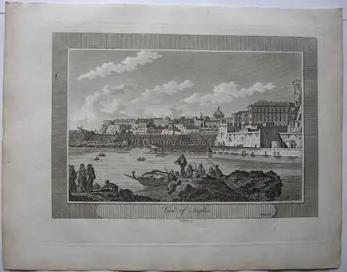 Blick auf  Neapel Napoli Antike Kupferstich 1808  Grignion Italia