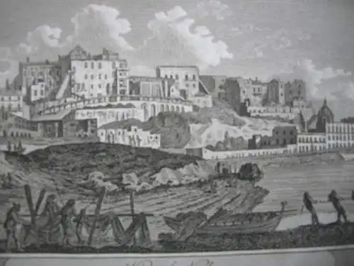 Ansicht von Neapel Napoli Antike Kupferstich 1808  Grignion Italia