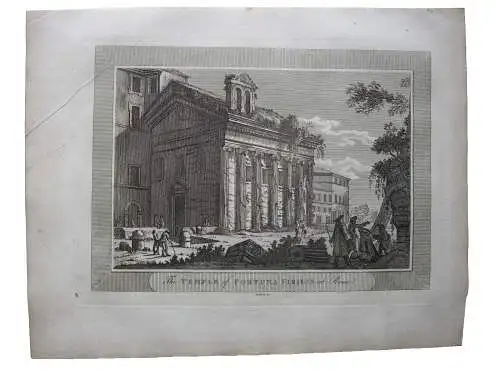 Tempel der Fortuna Virilis Rom Antike Kupferstich 1808  Roberts Roma Italia