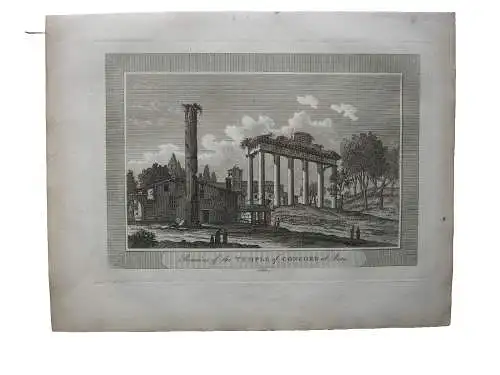 Ruinen des Concord Tempel Rom Antike Kupferstich 1808  Roberts Roma Italia