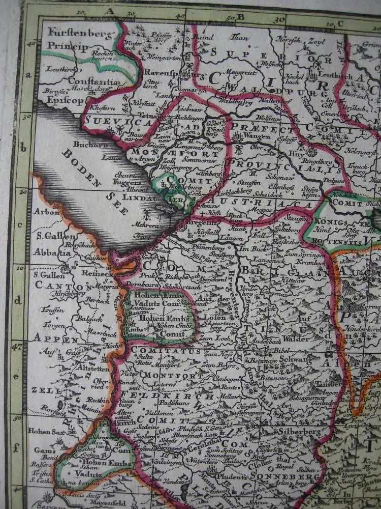 Tirol Südtirol Österreich Italien altkolorierte Kupferstichkarte Seutter 1730 2