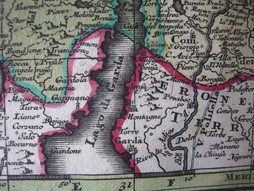 Tirol Südtirol Österreich Italien altkolorierte Kupferstichkarte Seutter 1730 6